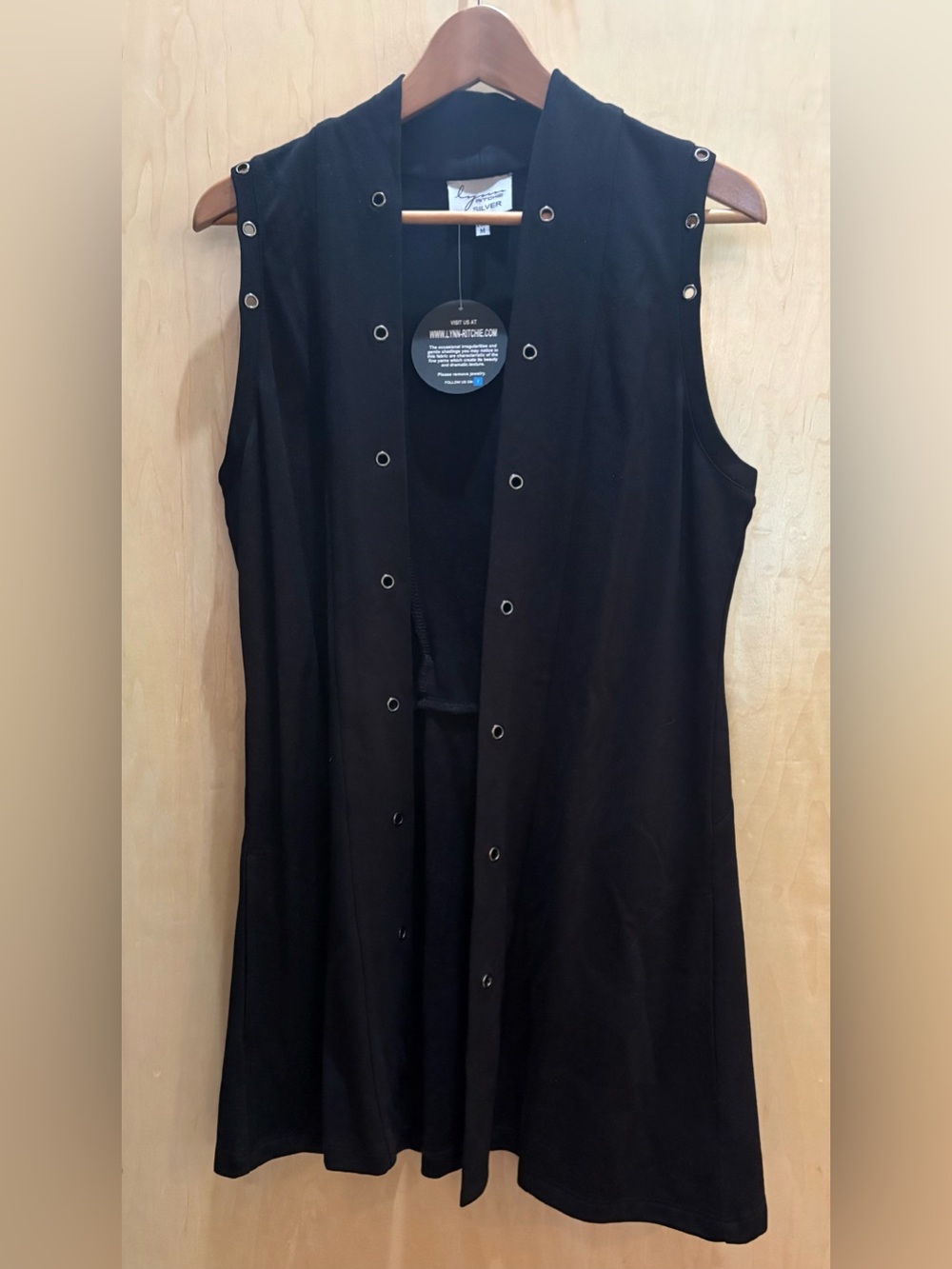 Lynn Ritchie Black Sleeveless Snap-Front Long Vest
